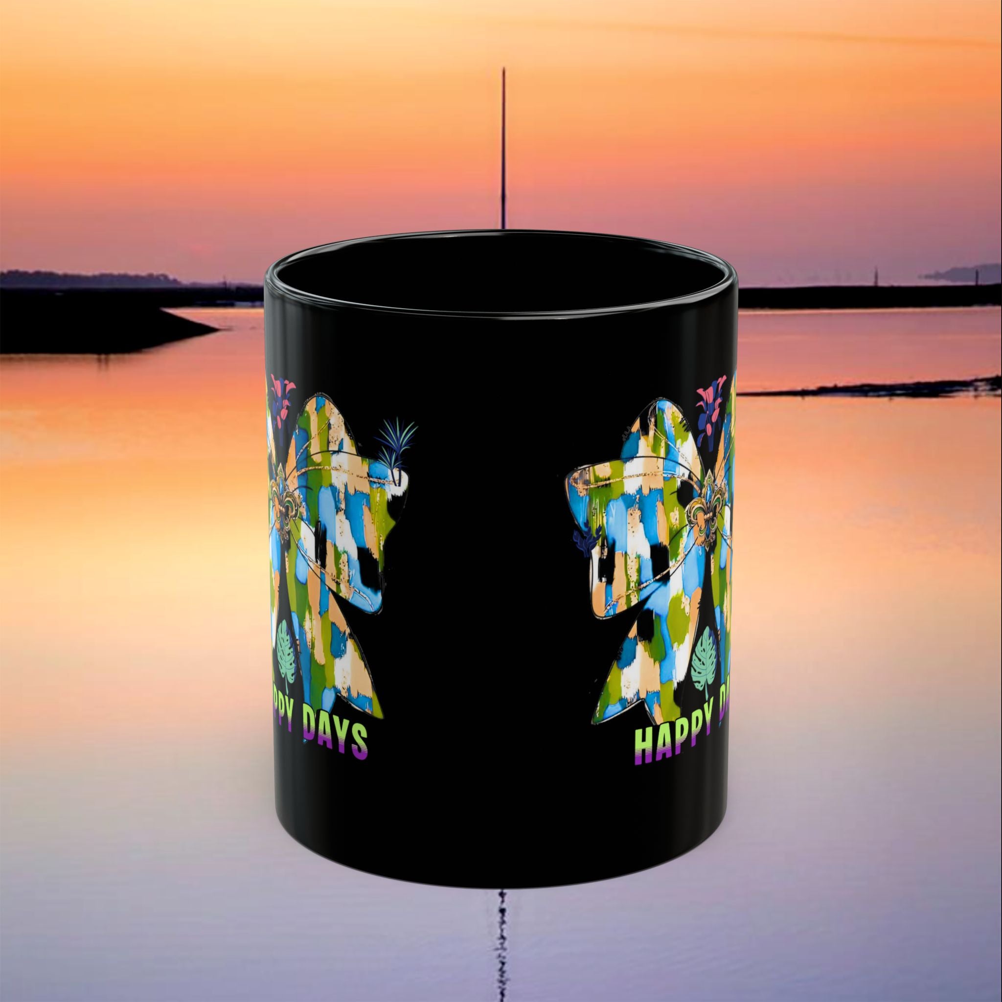 Happy Days Mug  | Black  Vintage Style Coffee Tea Cup | Gift for Coffee Lovers