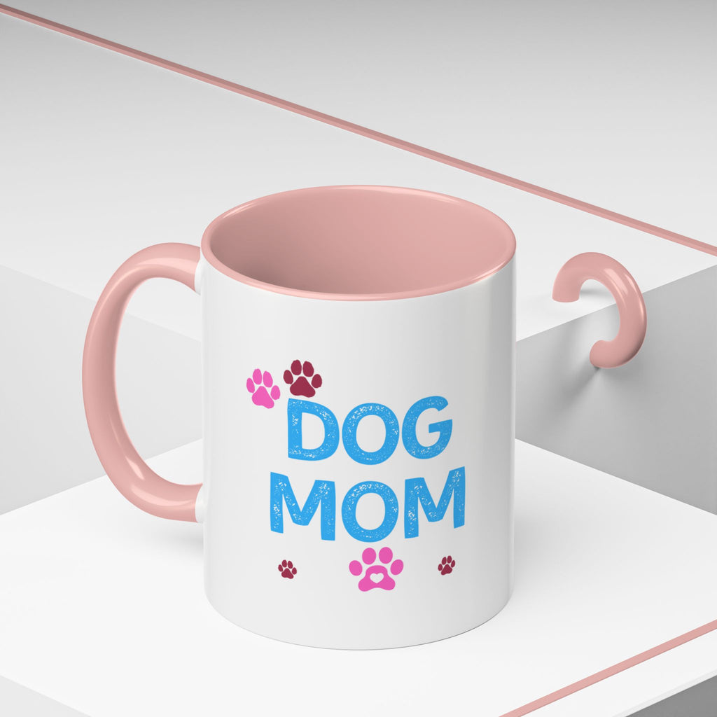 Dog Mom Accent Coffee Mug — Cute Paw Print 11/15oz Gift for Pet Lovers