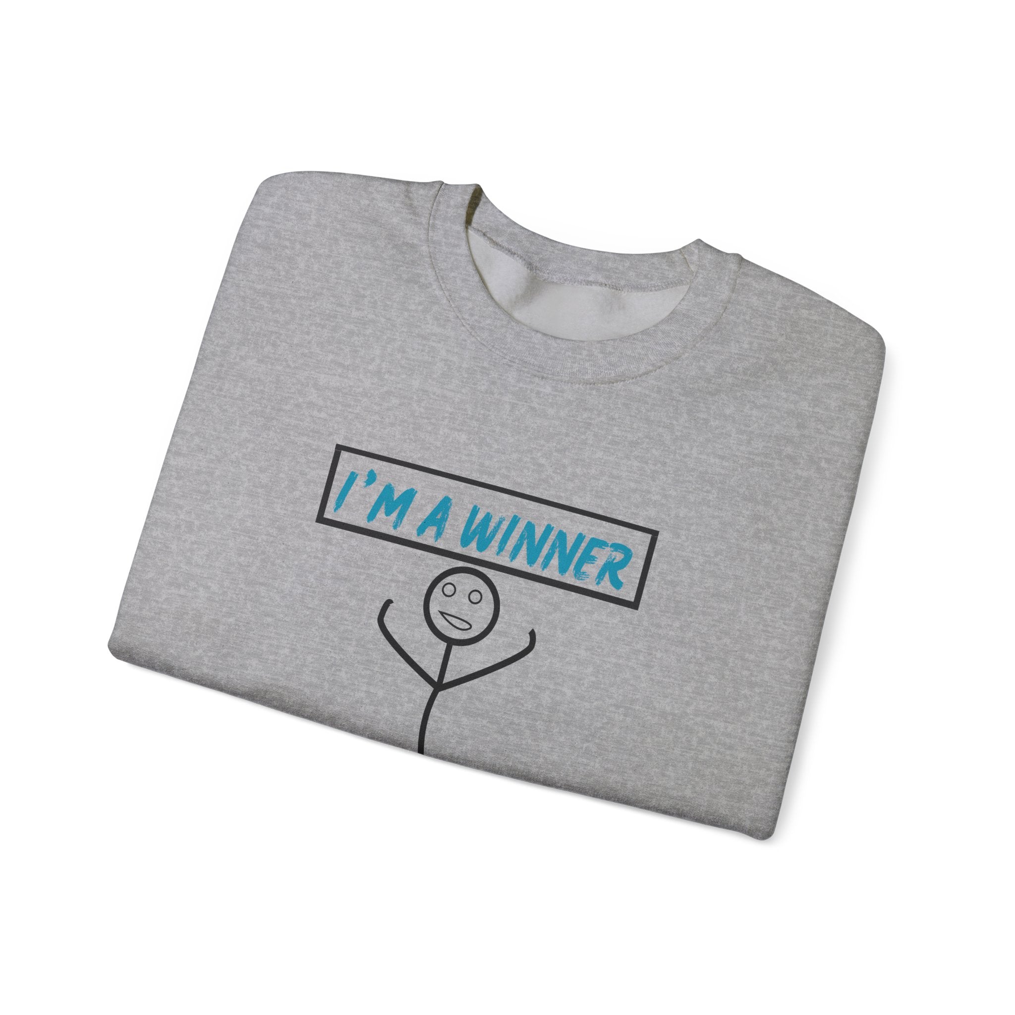 I'm a Winner Stick Figure Crewneck Sweatshirt — Funny Motivational Pullover