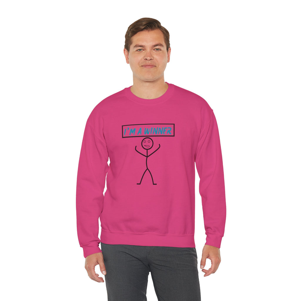I'm a Winner Stick Figure Crewneck Sweatshirt — Funny Motivational Pullover