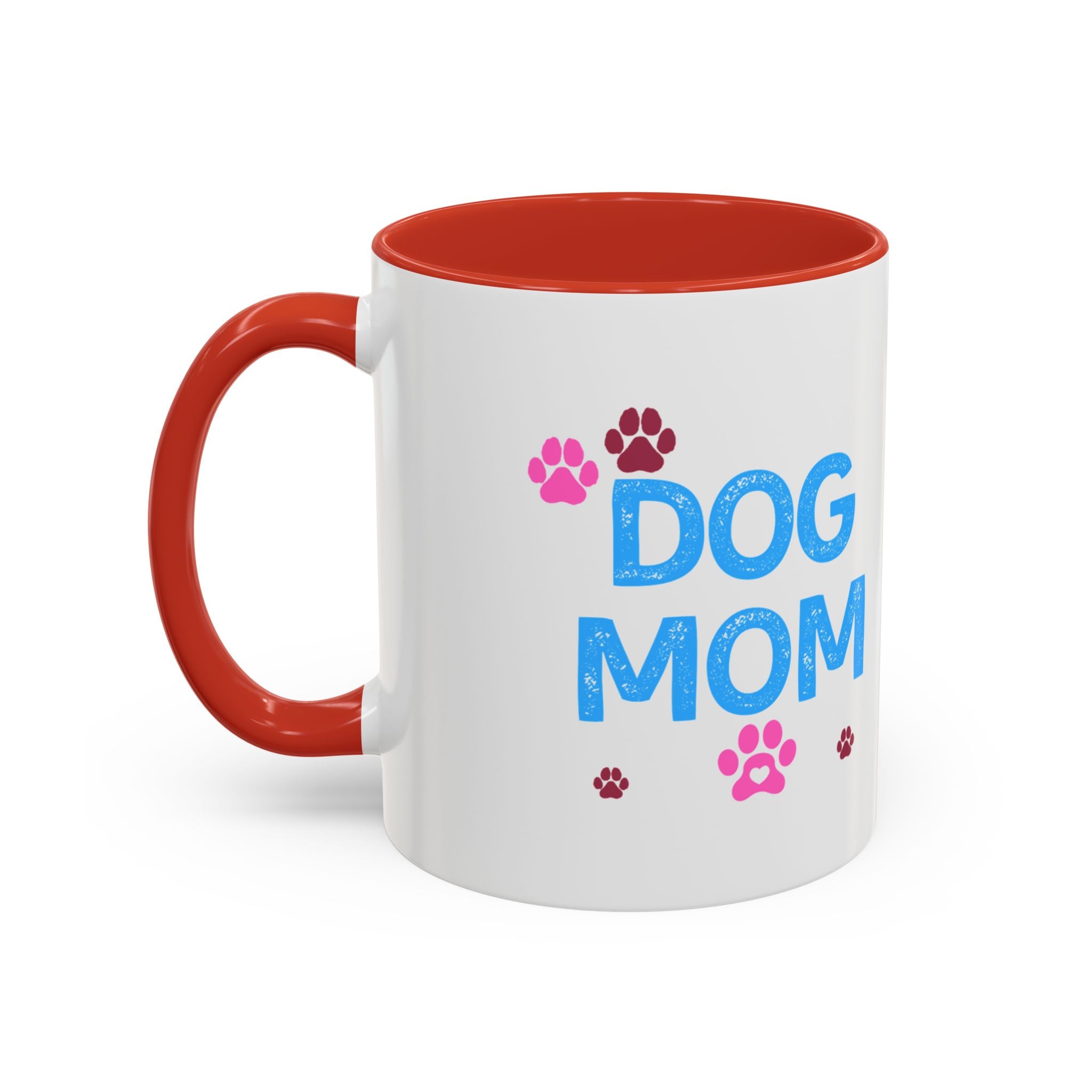 Dog Mom Accent Coffee Mug — Cute Paw Print 11/15oz Gift for Pet Lovers