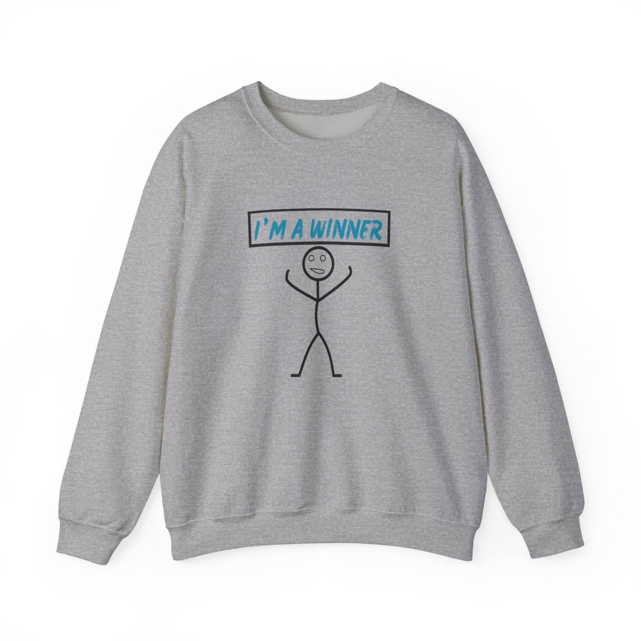 I'm a Winner Stick Figure Crewneck Sweatshirt — Funny Motivational Pullover