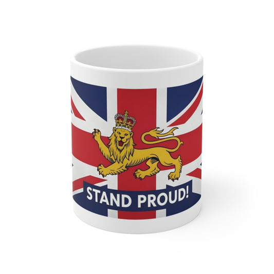 Union Jack Stand Proud Ceramic  Mug for Tea or Coffee Lovers,  British Pride