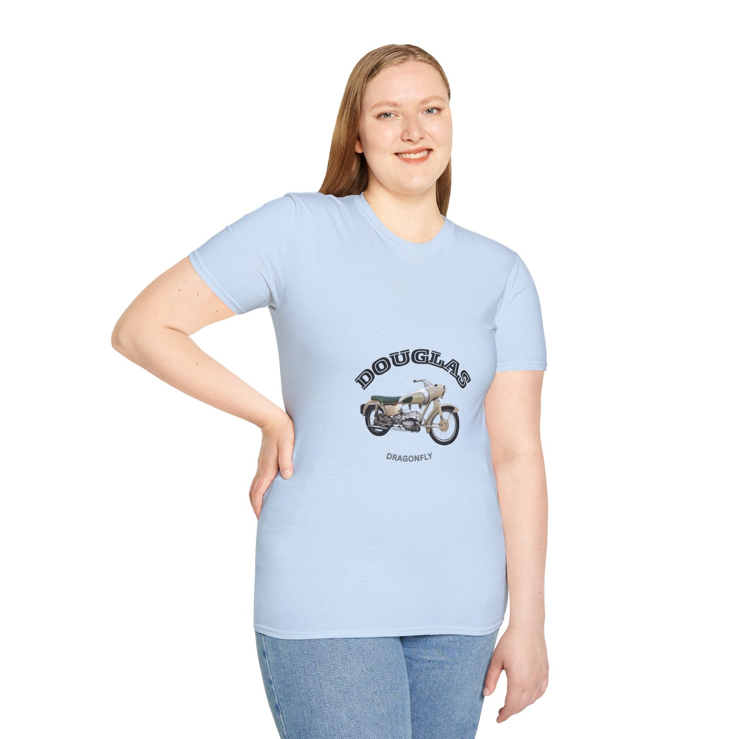 Douglas Dragonfly Motorcycle Unisex Softstyle T-Shirt, Casual Tee, Gift for Bikers, Motorcycle Shirt, Unique Graphic Tee