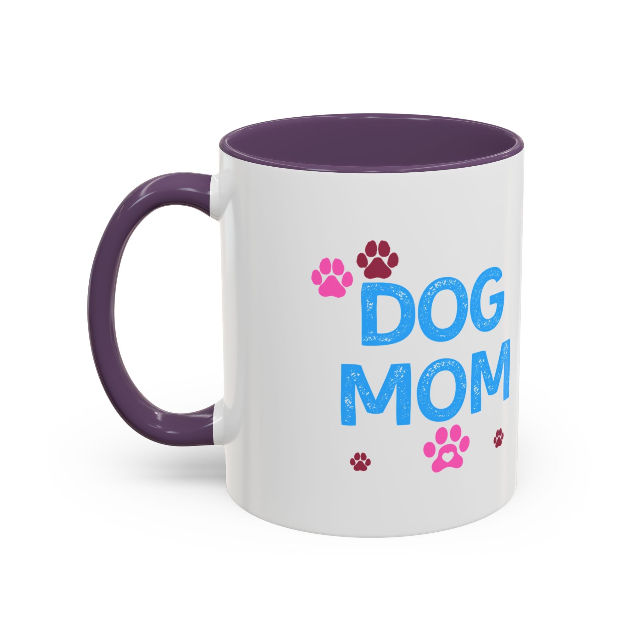 Dog Mom Accent Coffee Mug — Cute Paw Print 11/15oz Gift for Pet Lovers