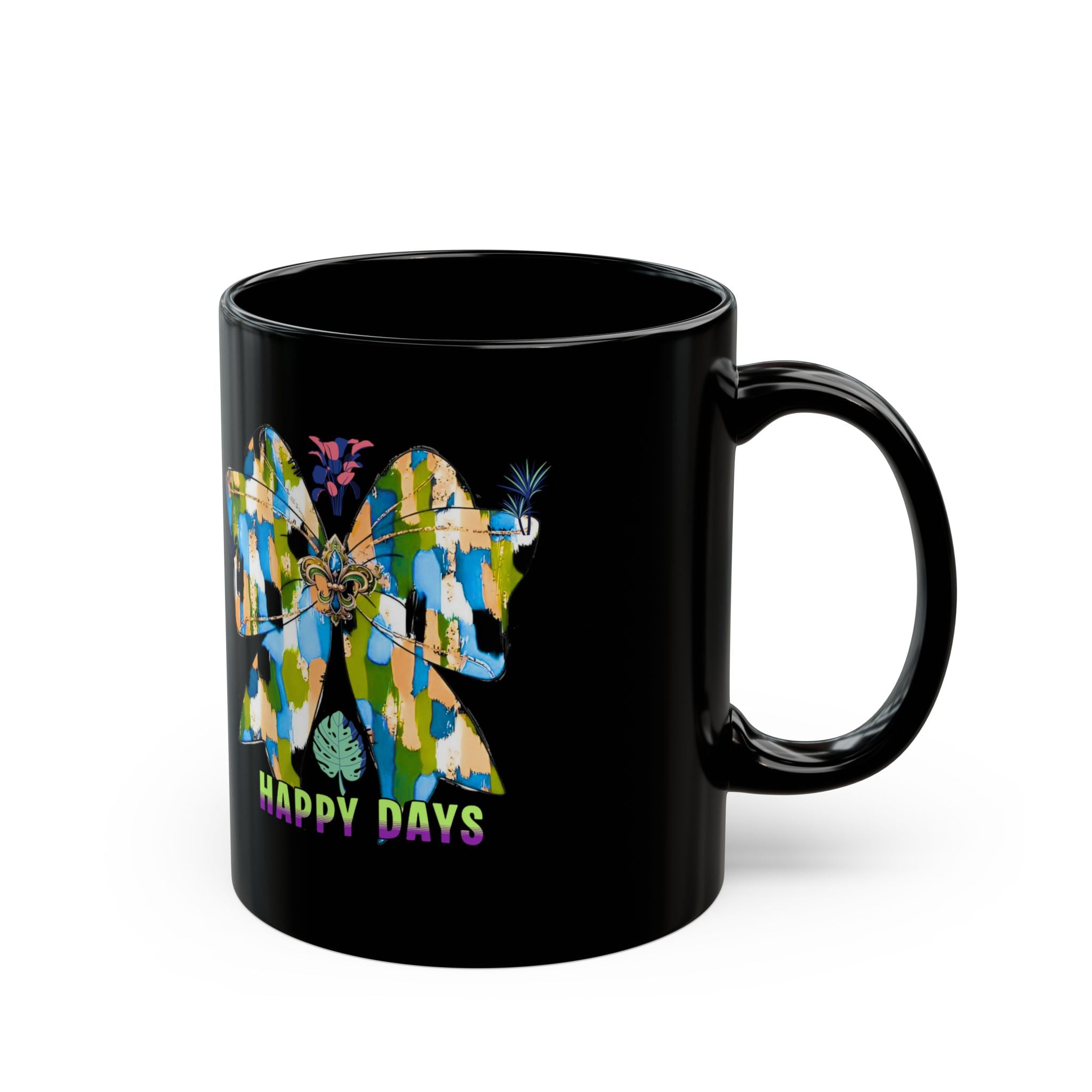 Happy Days Mug  | Black  Vintage Style Coffee Tea Cup | Gift for Coffee Lovers