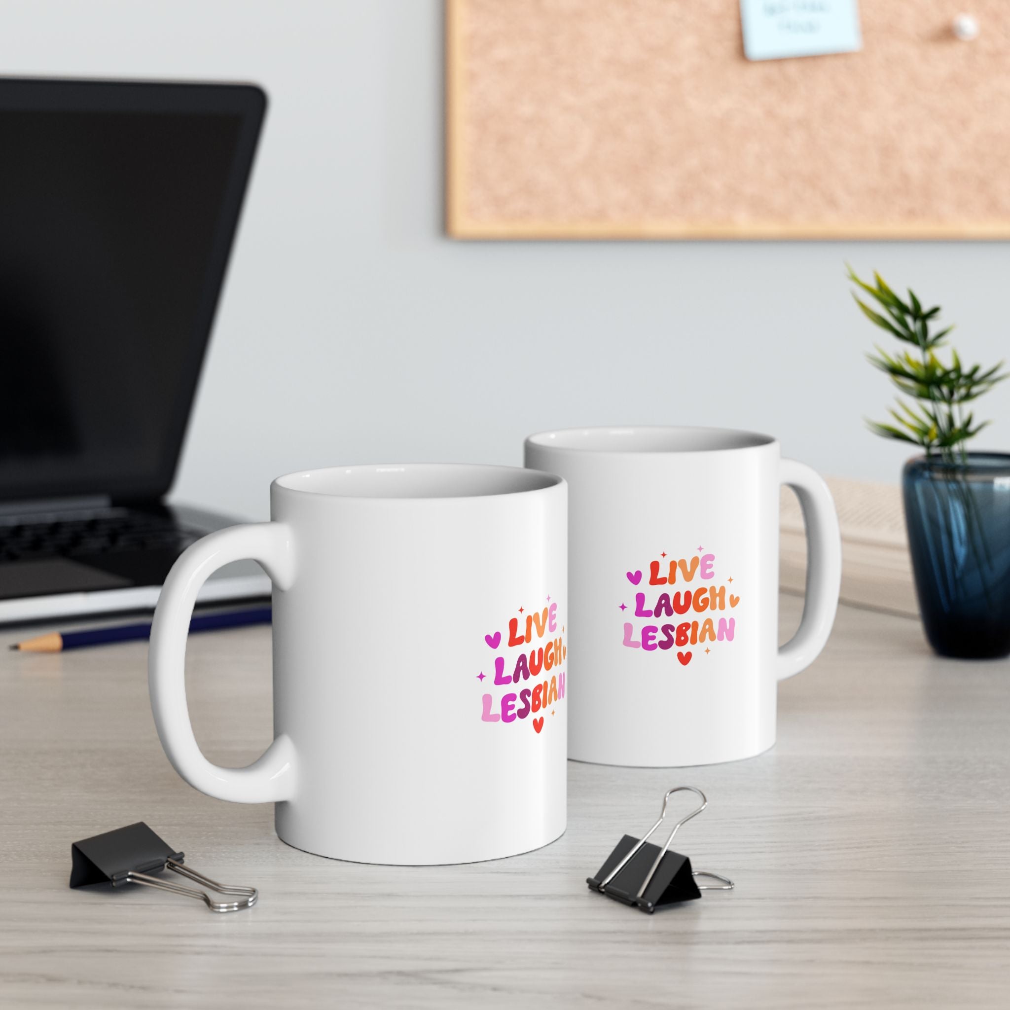 Live Laugh Lesbian Pride Rainbow Ceramic Mug (11oz & 15oz)