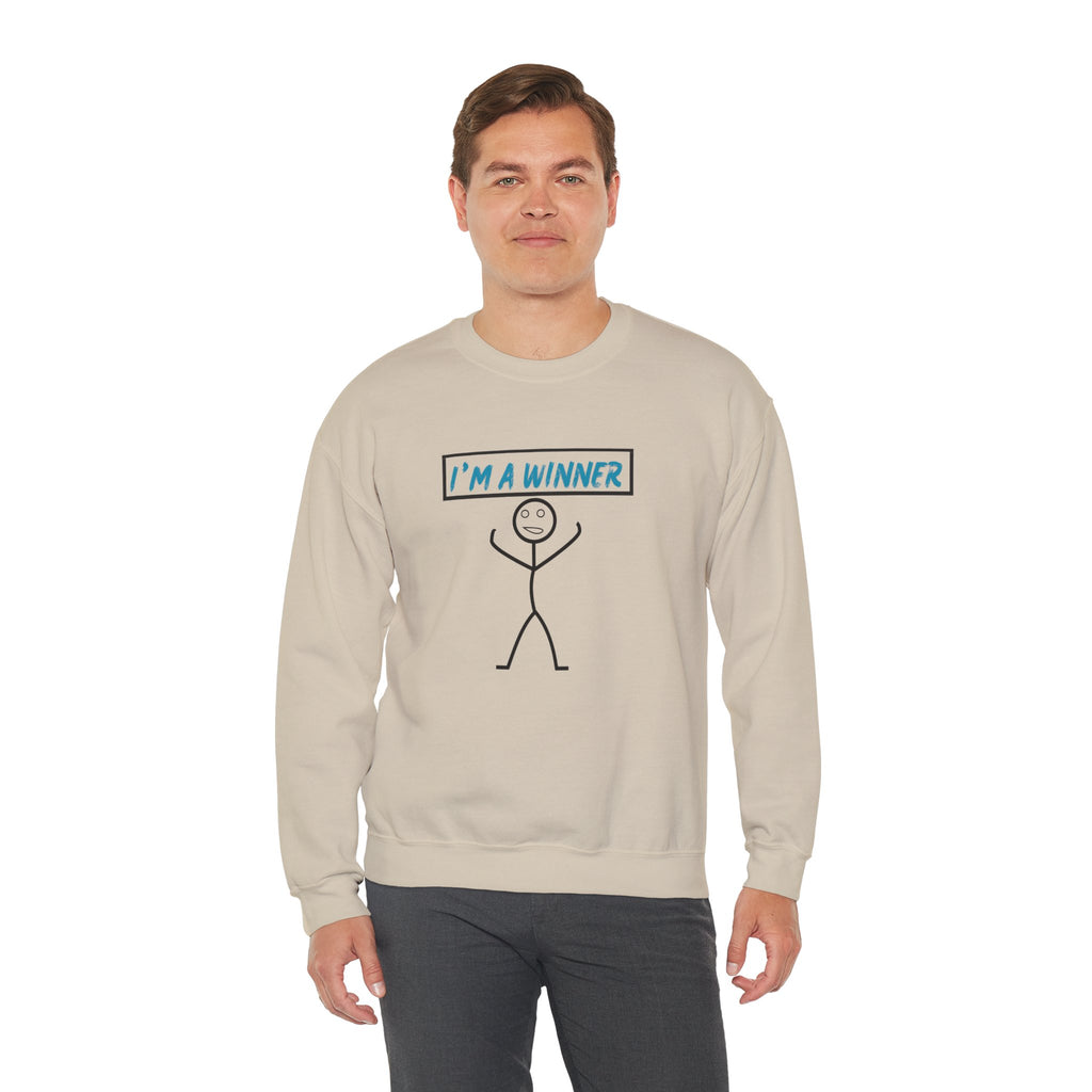 I'm a Winner Stick Figure Crewneck Sweatshirt — Funny Motivational Pullover