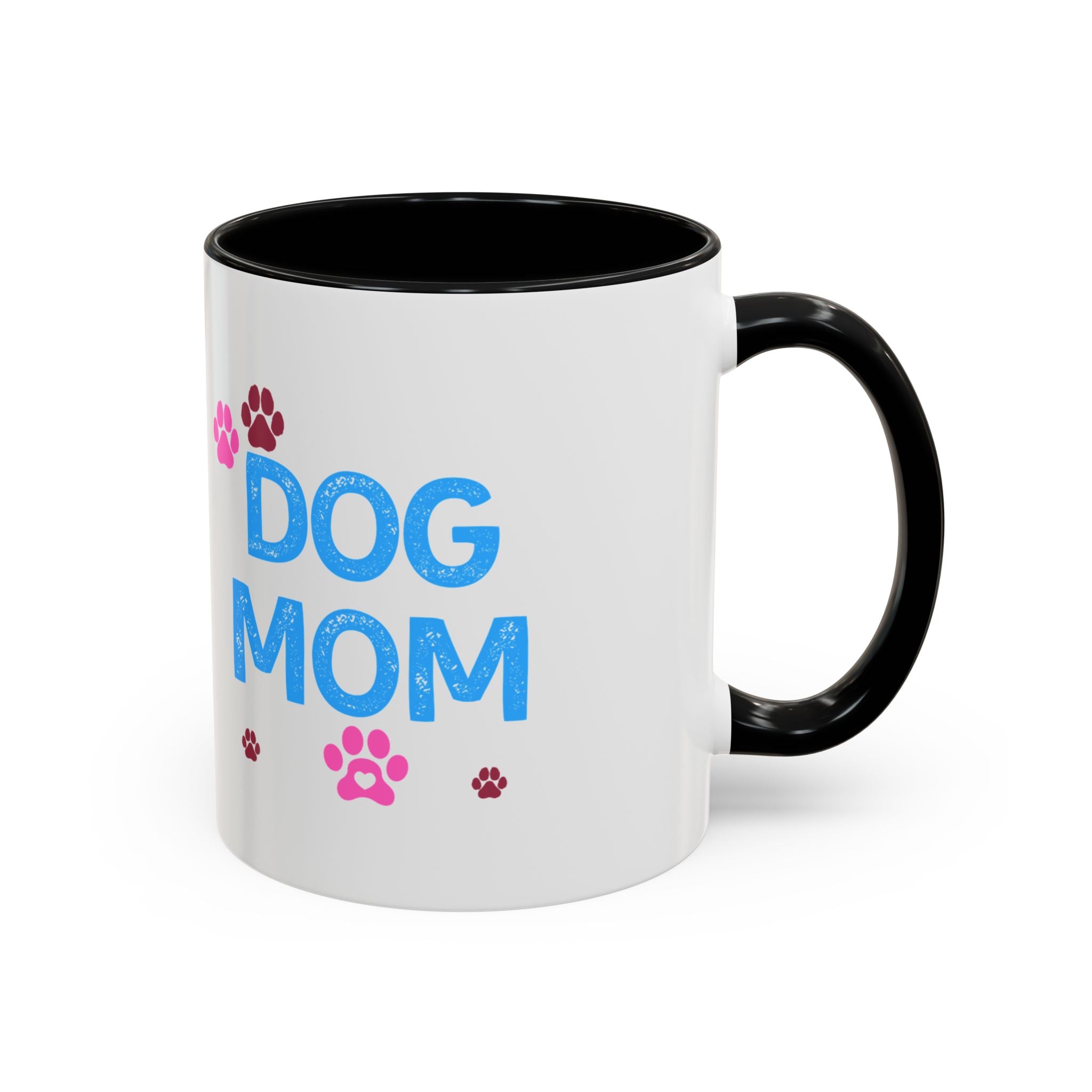 Dog Mom Accent Coffee Mug — Cute Paw Print 11/15oz Gift for Pet Lovers