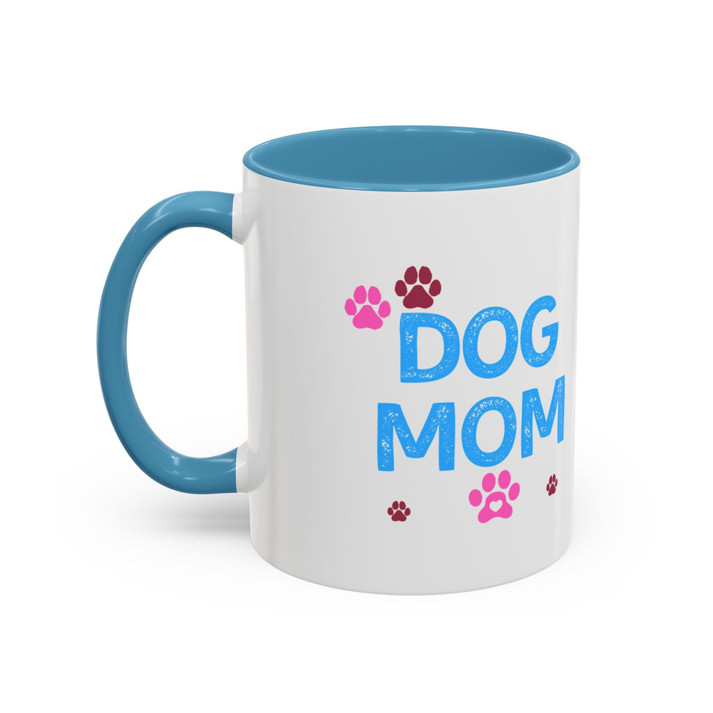 Dog Mom Accent Coffee Mug — Cute Paw Print 11/15oz Gift for Pet Lovers