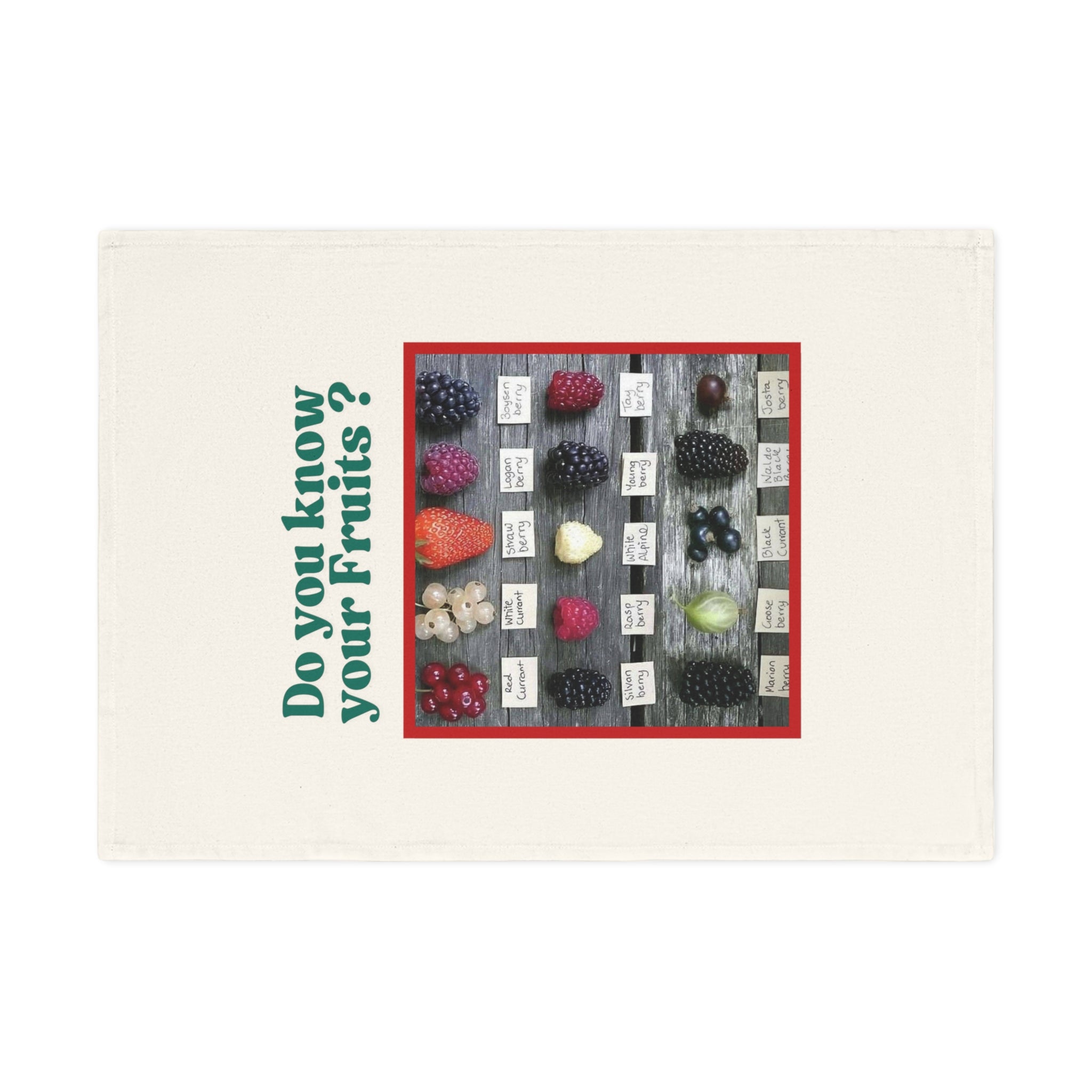 Fruit Chart Cotton Tea Towel — "Do You Know Your Fruits" Educational Kitchen Towel