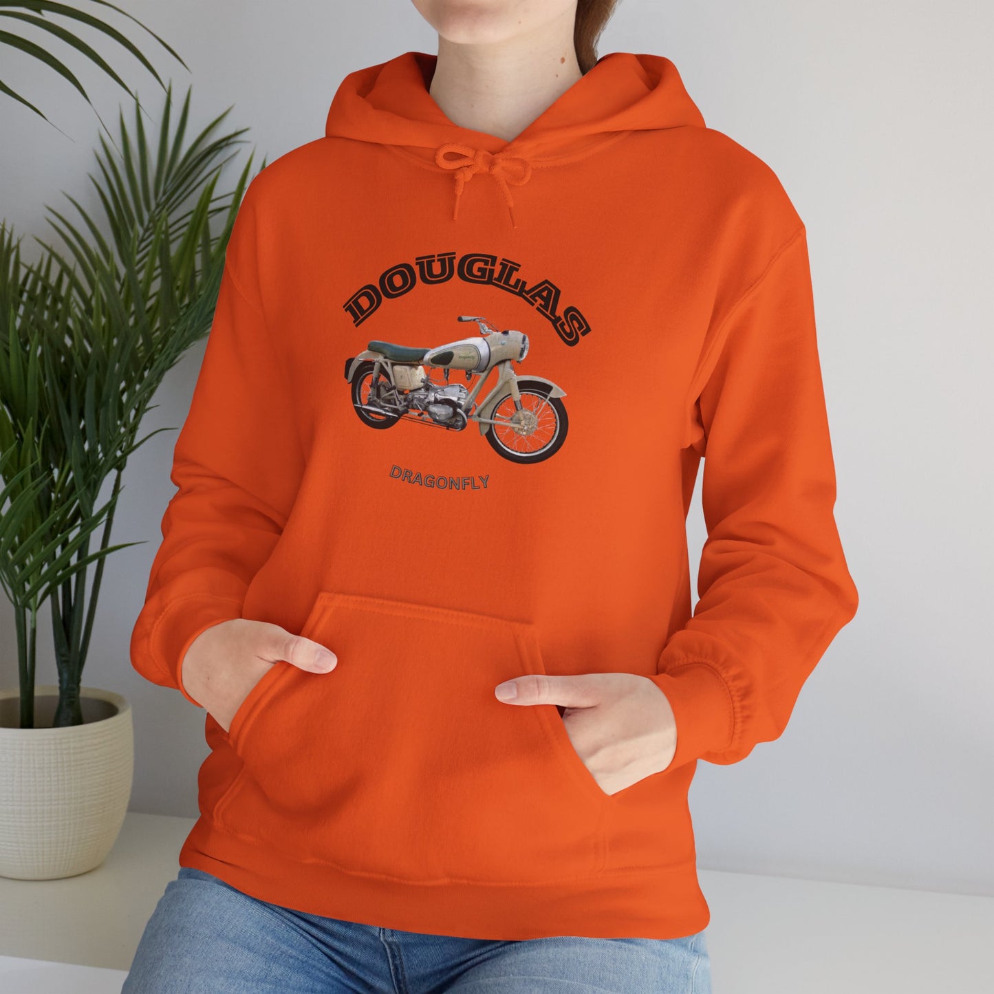 Douglas Dragonfly Motorcycle Hoodie - Unisex Heavy Blend Sweatshirt, Casual Wear, Gift for Riders, Outdoor Activities, Cozy Apparel