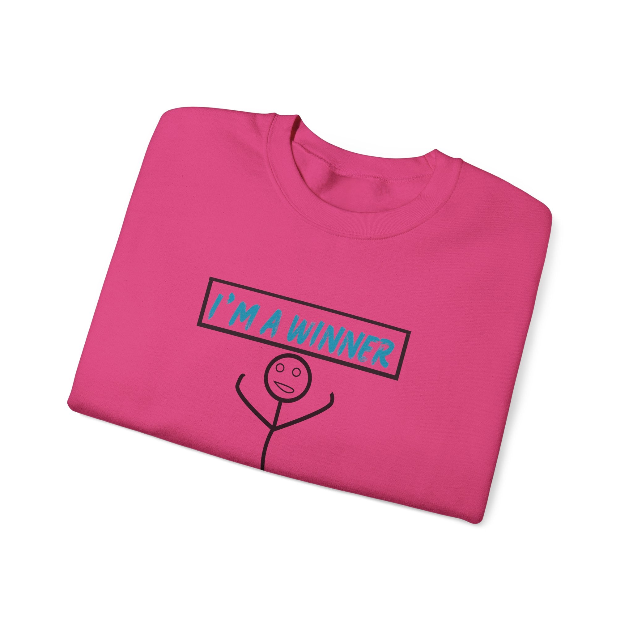 I'm a Winner Stick Figure Crewneck Sweatshirt — Funny Motivational Pullover