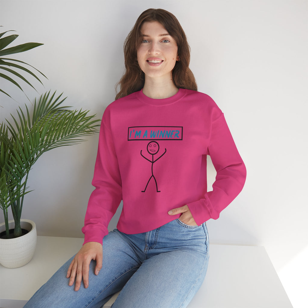 I'm a Winner Stick Figure Crewneck Sweatshirt — Funny Motivational Pullover