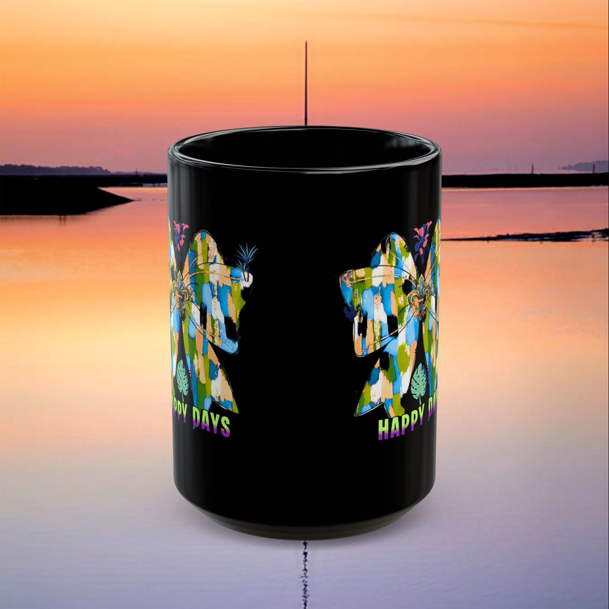Happy Days Mug  | Black  Vintage Style Coffee Tea Cup | Gift for Coffee Lovers