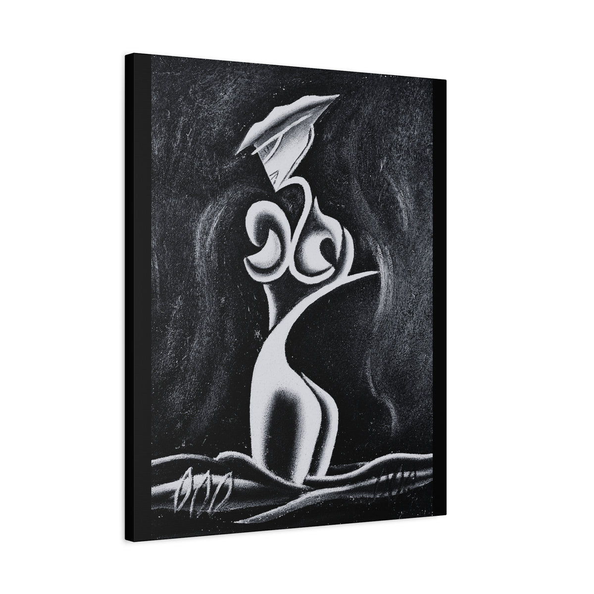 Abstract Lady Silhouette Matte Canvas Wall Art — Black & White Stretched 1.25"
