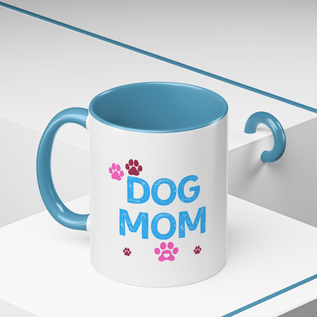 Dog Mom Accent Coffee Mug — Cute Paw Print 11/15oz Gift for Pet Lovers