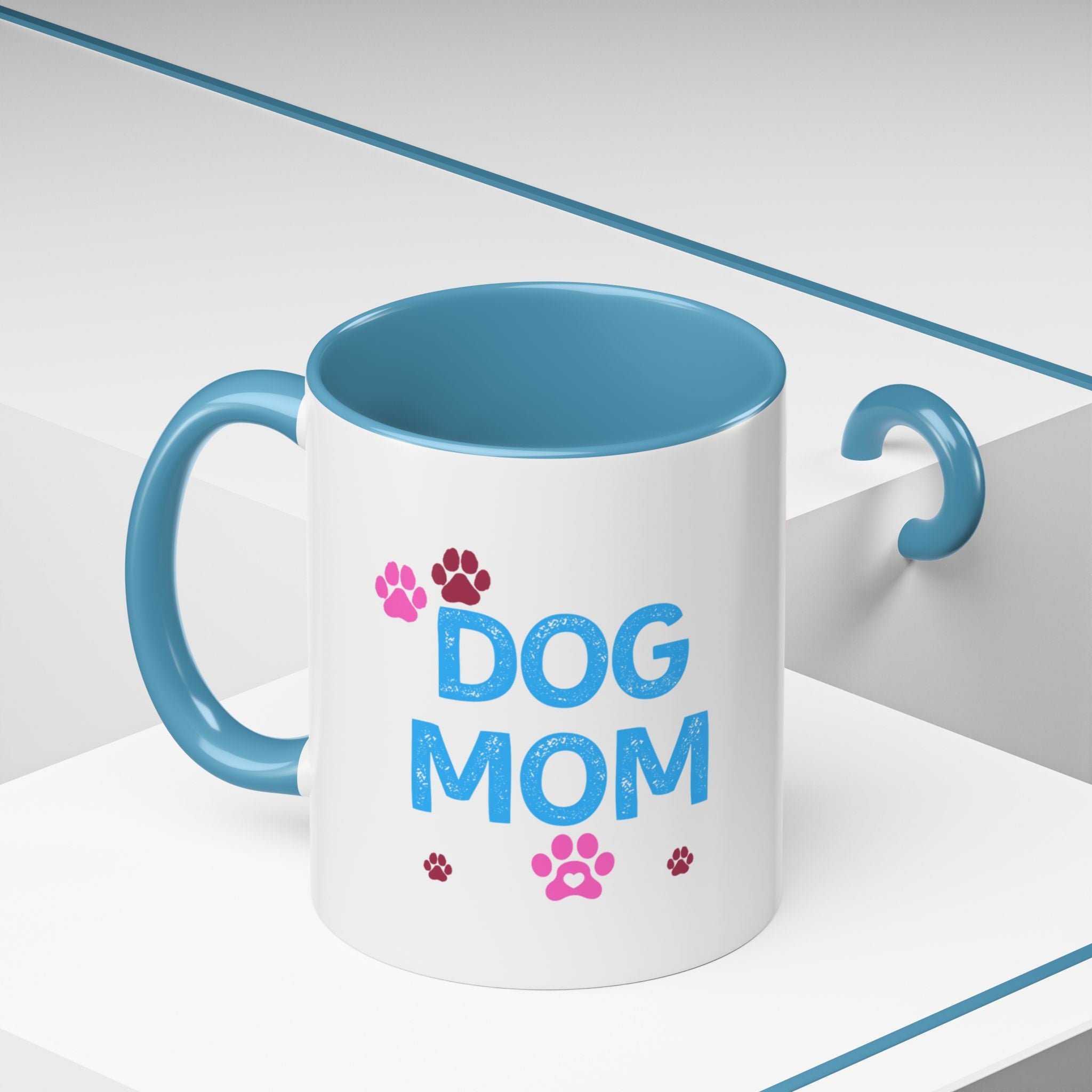 Dog Mom Accent Coffee Mug — Cute Paw Print 11/15oz Gift for Pet Lovers