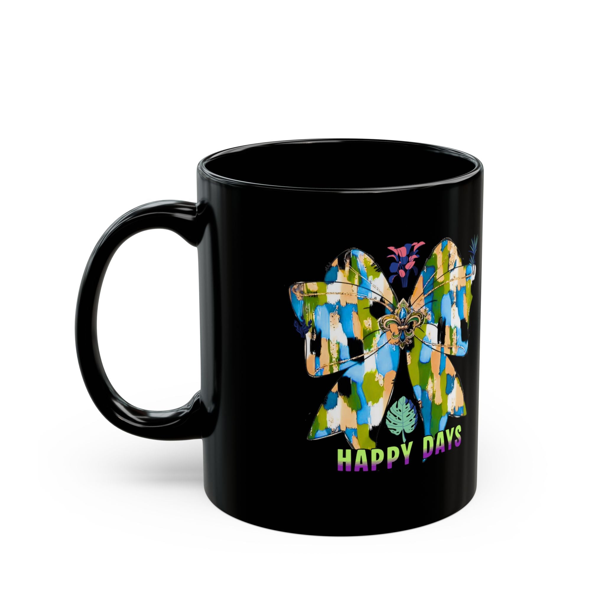 Happy Days Mug  | Black  Vintage Style Coffee Tea Cup | Gift for Coffee Lovers
