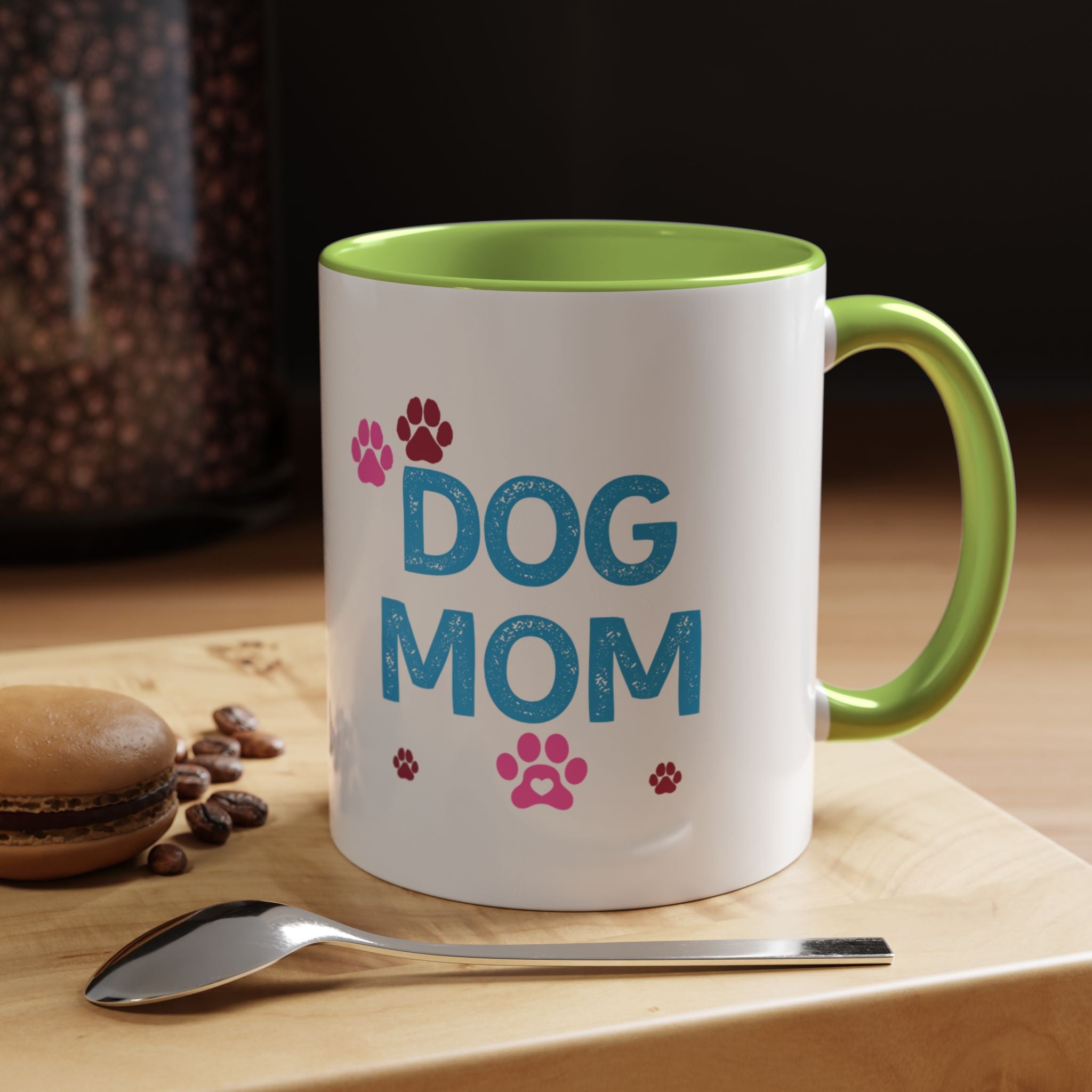 Dog Mom Accent Coffee Mug — Cute Paw Print 11/15oz Gift for Pet Lovers
