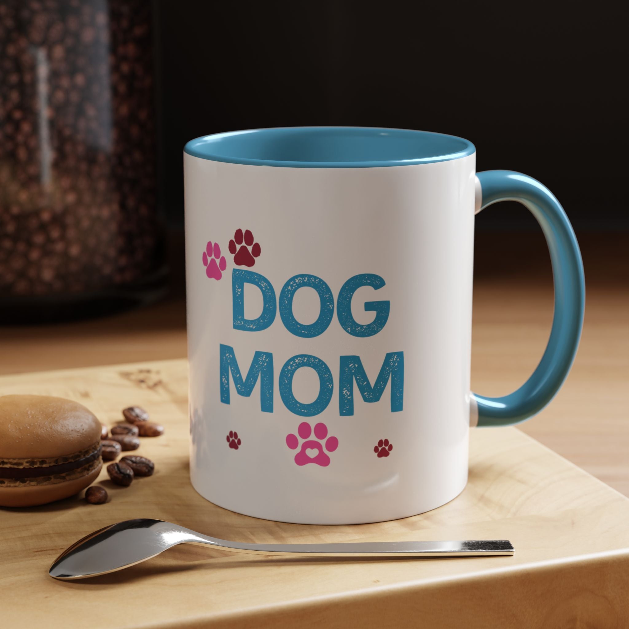 Dog Mom Accent Coffee Mug — Cute Paw Print 11/15oz Gift for Pet Lovers