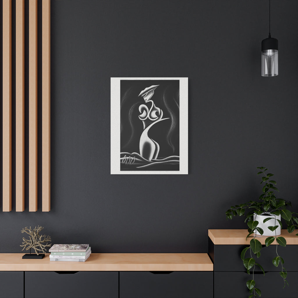 Abstract Lady Silhouette Matte Canvas Wall Art — Black & White Stretched 1.25"