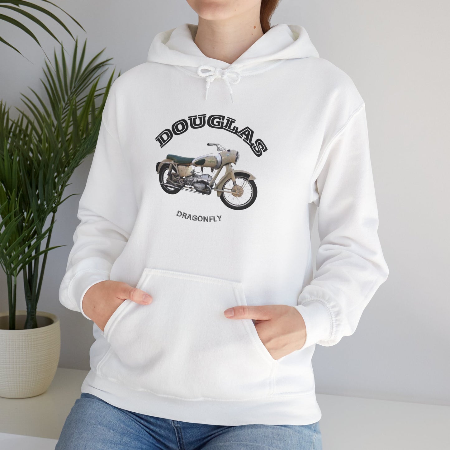 Douglas Dragonfly Motorcycle Hoodie - Unisex Heavy Blend Sweatshirt, Casual Wear, Gift for Riders, Outdoor Activities, Cozy Apparel