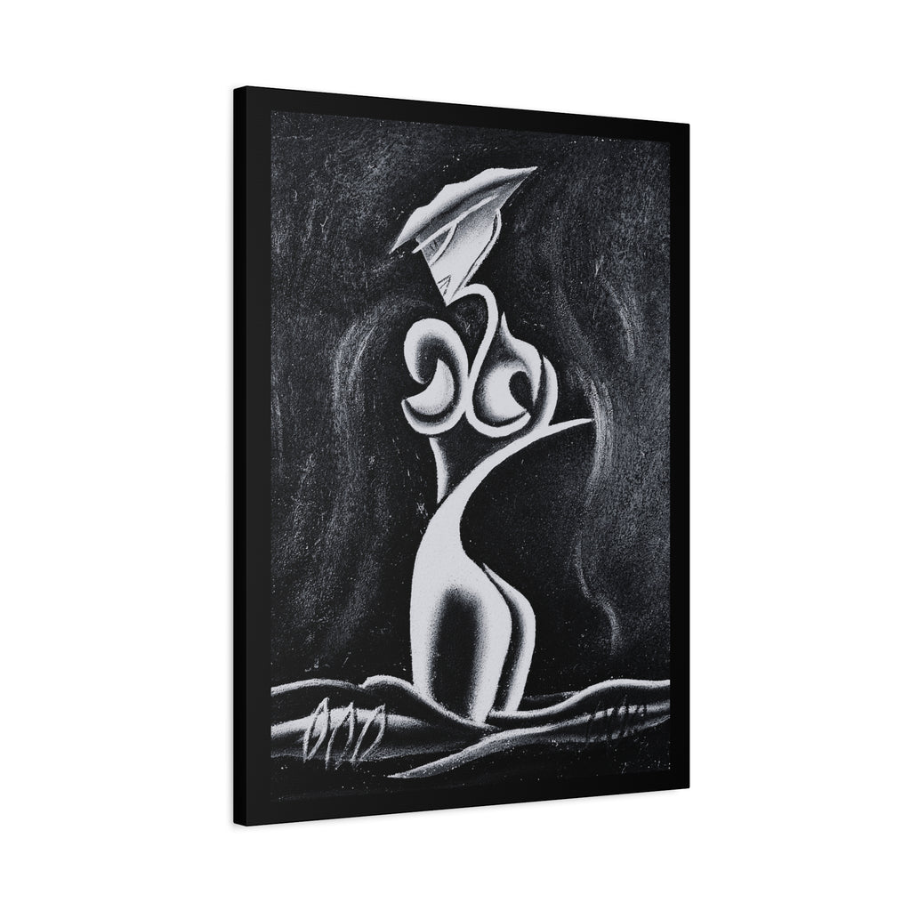 Abstract Lady Silhouette Matte Canvas Wall Art — Black & White Stretched 1.25"