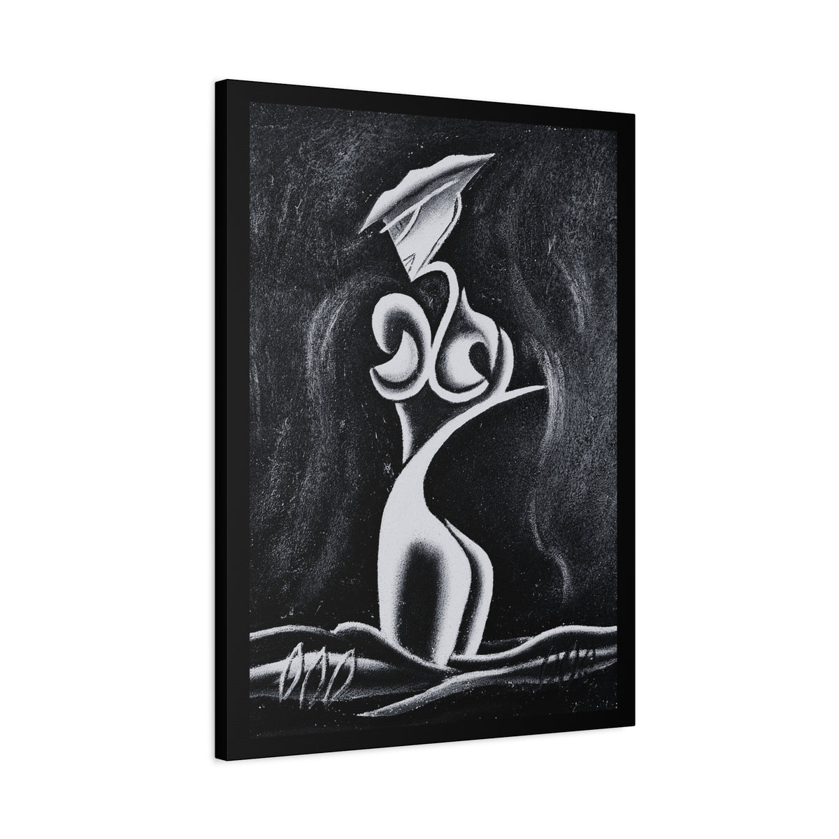 Abstract Lady Silhouette Matte Canvas Wall Art — Black & White Stretched 1.25"