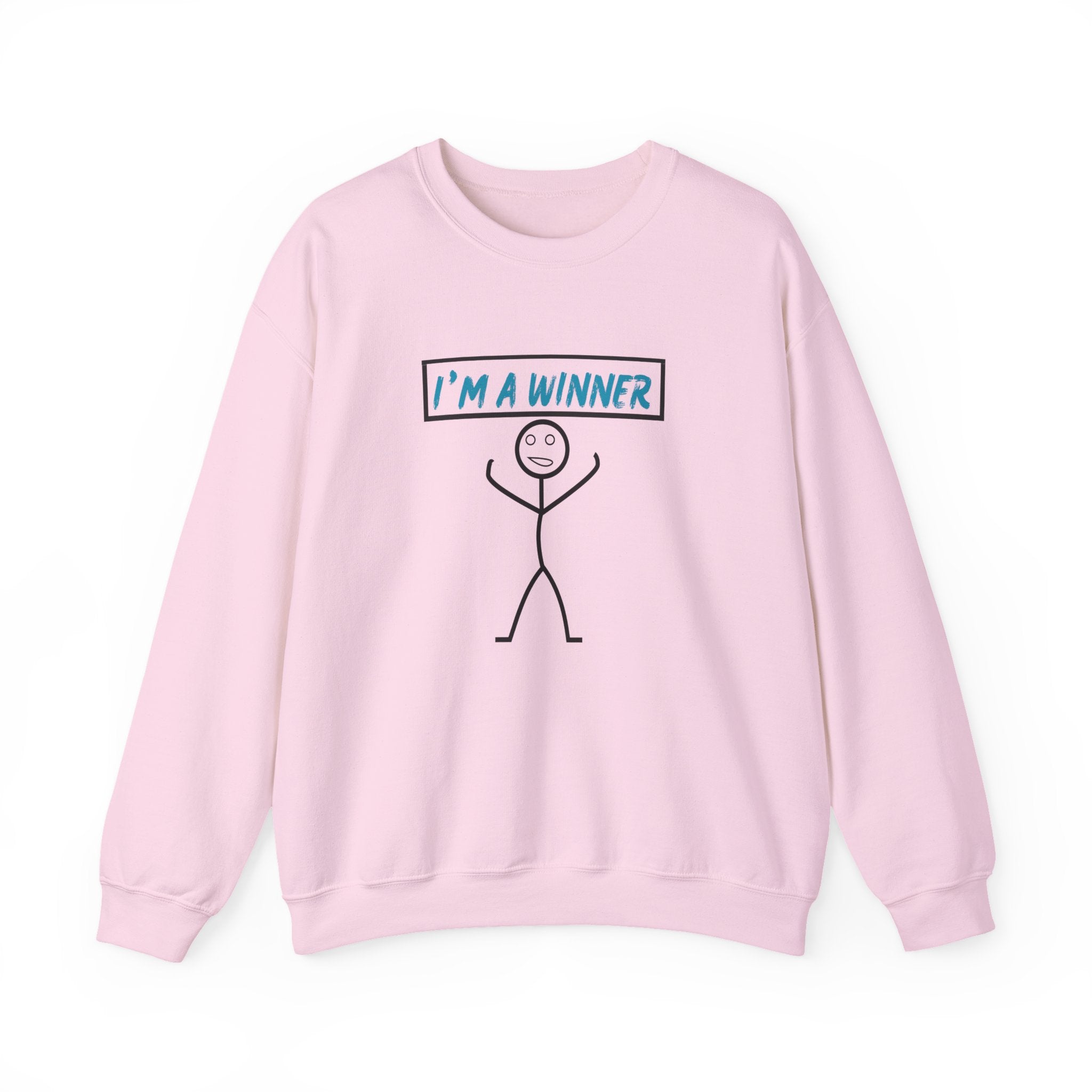 I'm a Winner Stick Figure Crewneck Sweatshirt — Funny Motivational Pullover