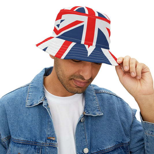 Union Jack Bucket Hat - Stylish UK-Flag Fashion Accessory for Festivals, Travel, Summer Events, Beach Days, and Pride