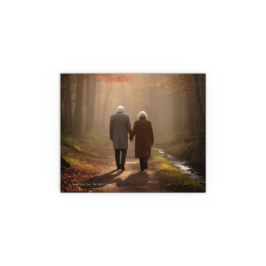 Silk Poster — "Together for the Last Time" Elderly Couple Walking in Forest
