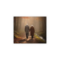 Silk Poster — "Together for the Last Time" Elderly Couple Walking in Forest