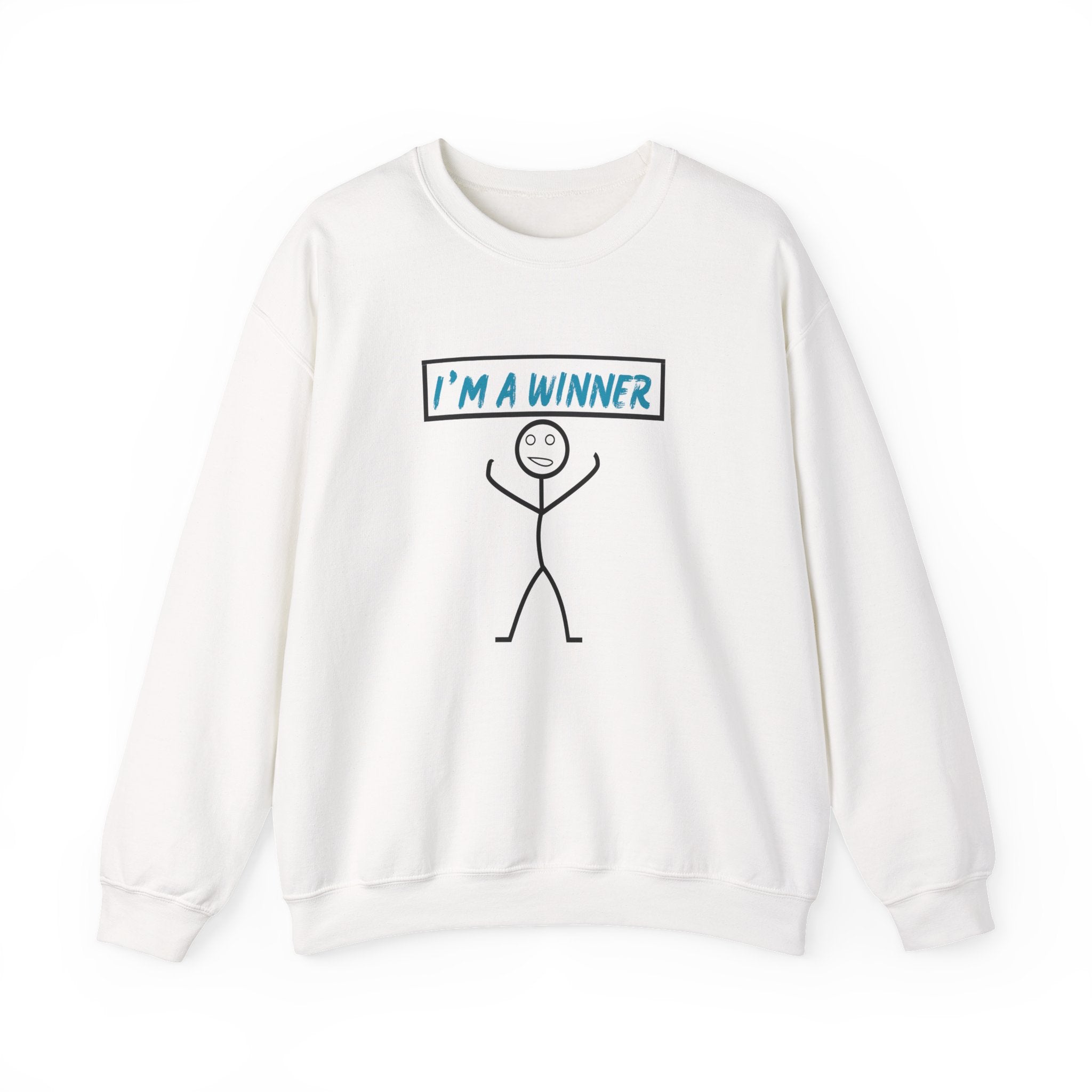 I'm a Winner Stick Figure Crewneck Sweatshirt — Funny Motivational Pullover