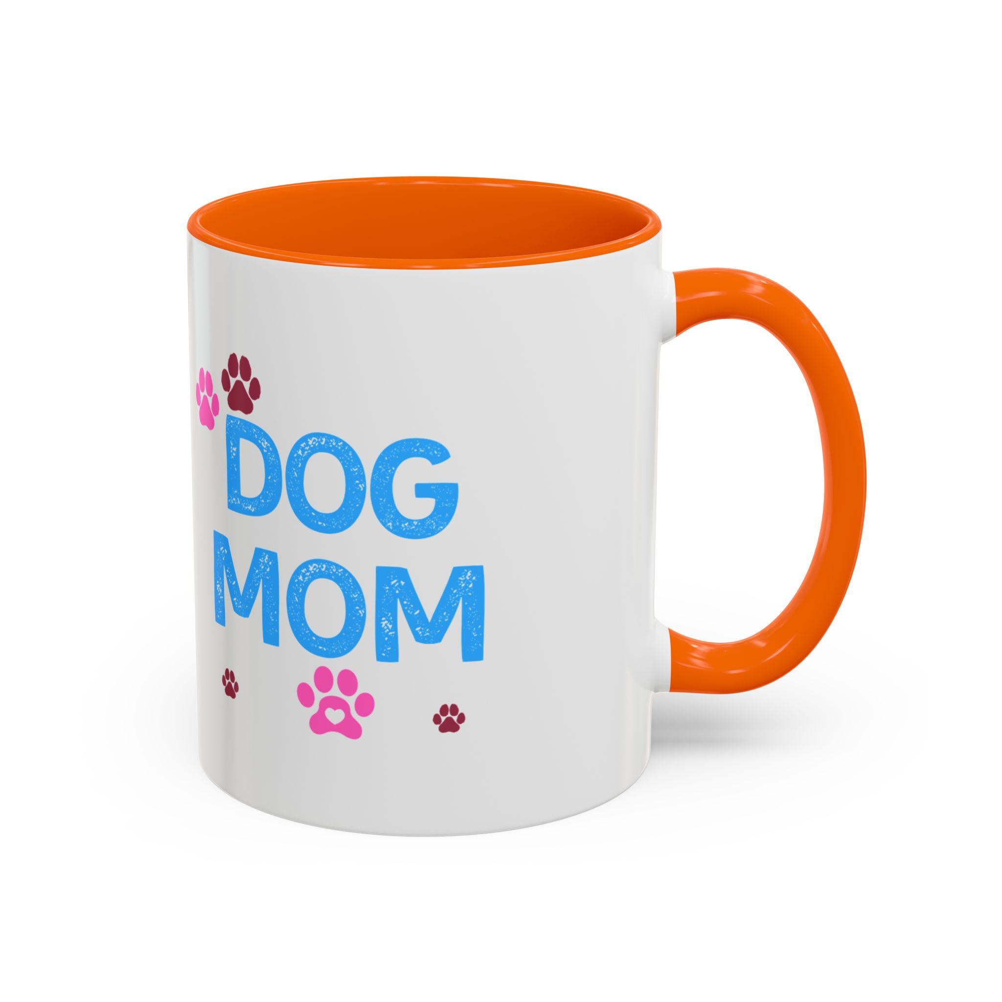 Dog Mom Accent Coffee Mug — Cute Paw Print 11/15oz Gift for Pet Lovers