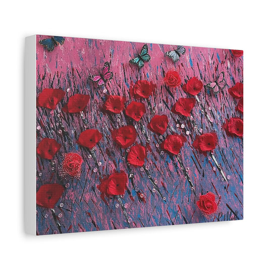 Freedom Poppies -Vibrant Floral Canvas Art, Wall Decor, Home Decor, Gift for Her, Living Room Art, Colorful Painting