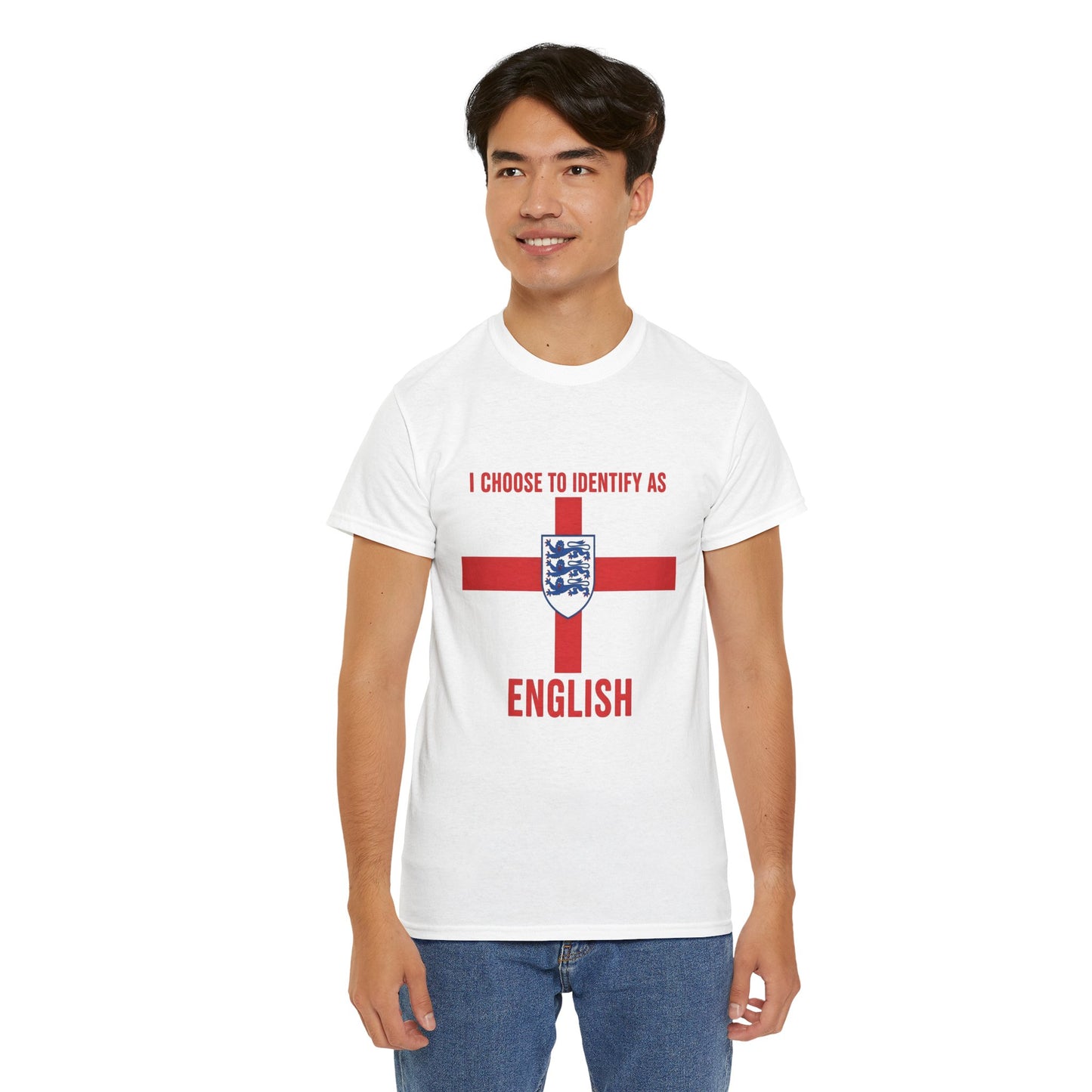 I chose to identify as English T-shirt,English Identity Graphic Tee, Casual Unisex T-Shirt, Perfect for National Holidays, Gift for Patriots, Statement Shirt