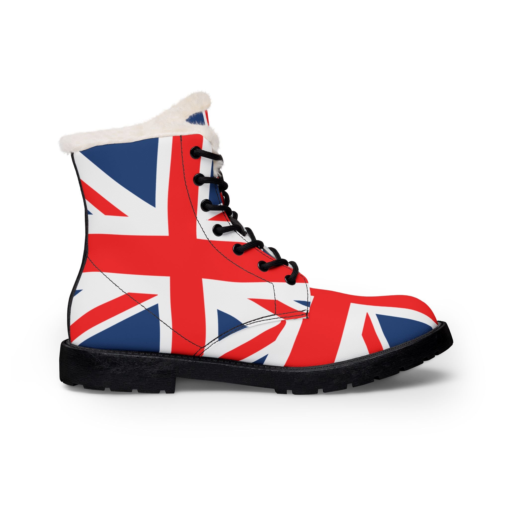 Union Jack Flag Boots | Fur Lined Leather Boots