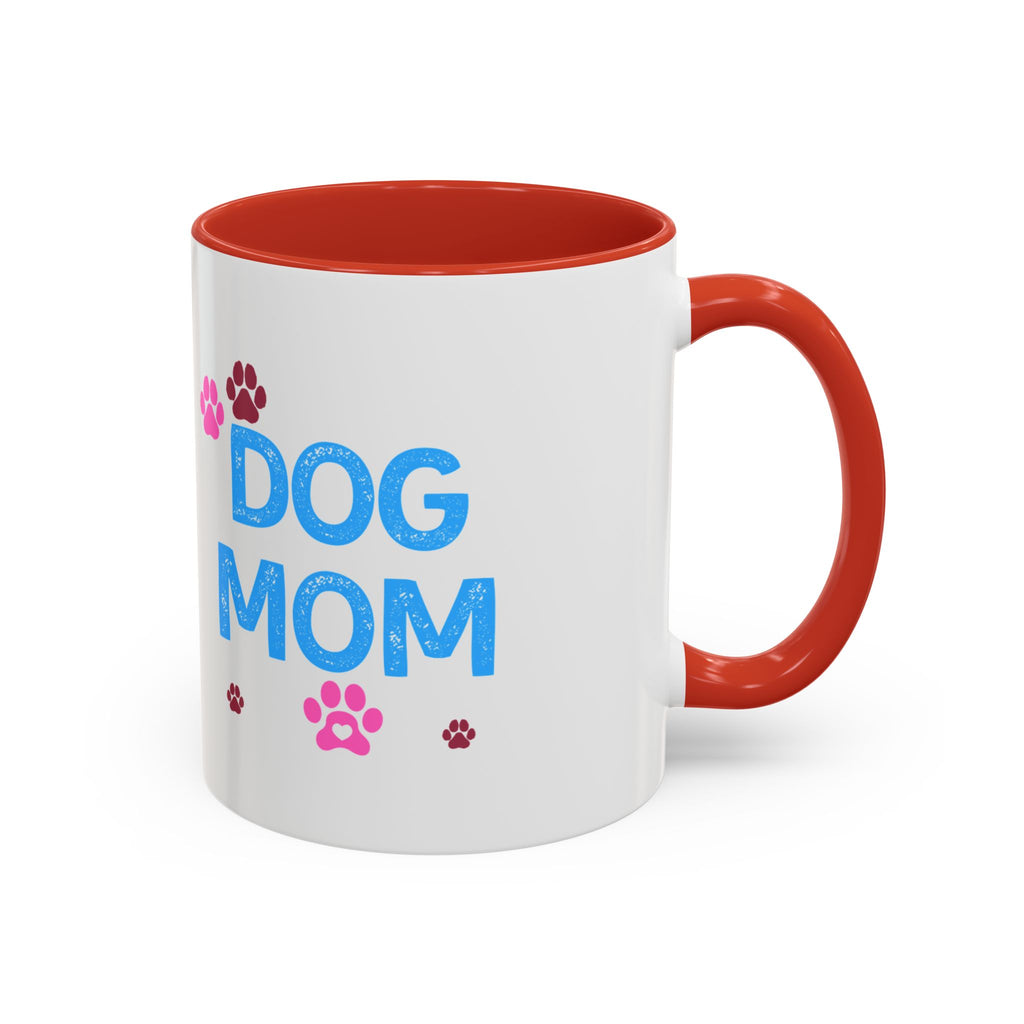 Dog Mom Accent Coffee Mug — Cute Paw Print 11/15oz Gift for Pet Lovers