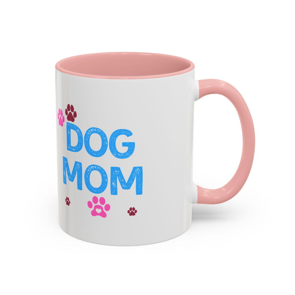 Dog Mom Accent Coffee Mug — Cute Paw Print 11/15oz Gift for Pet Lovers