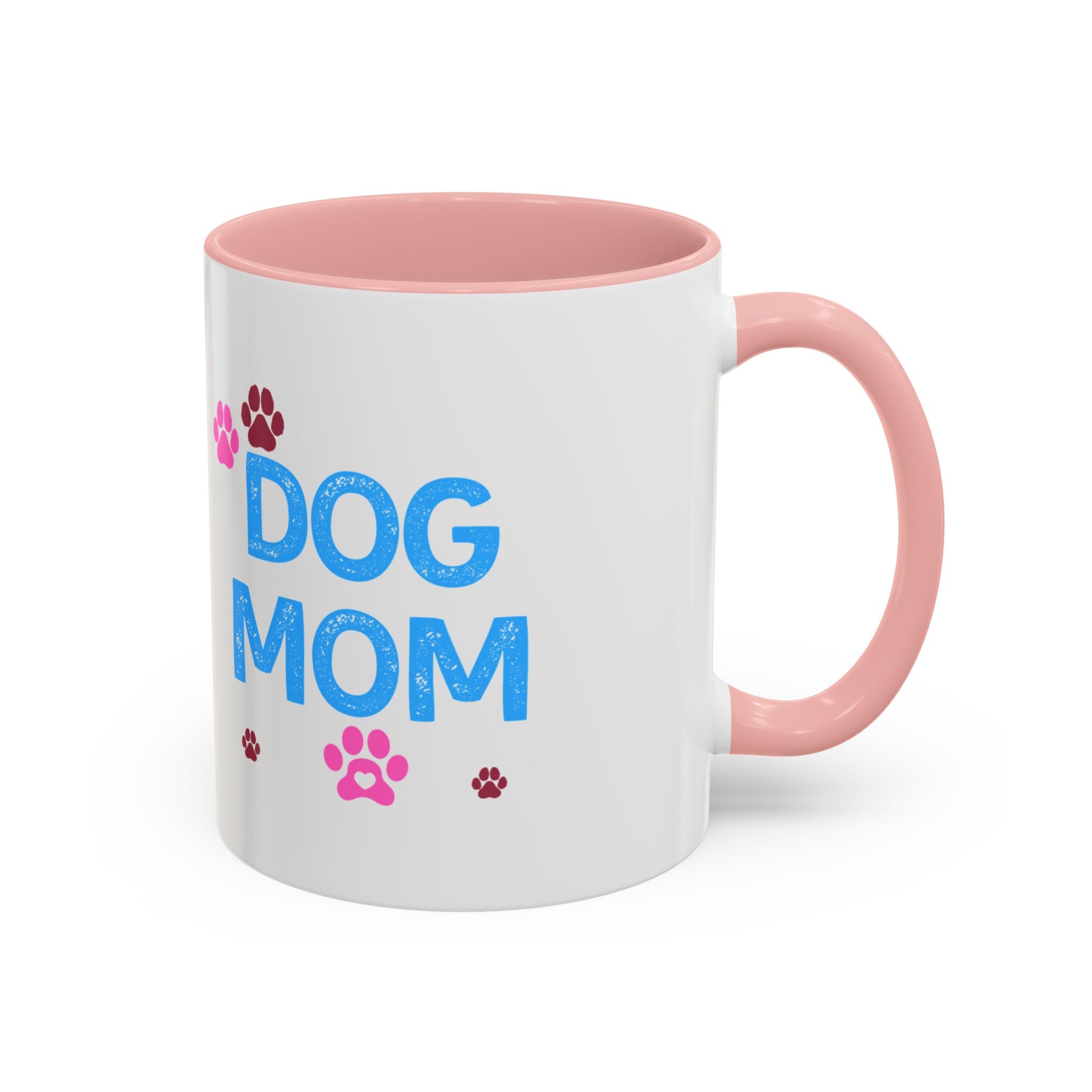 Dog Mom Accent Coffee Mug — Cute Paw Print 11/15oz Gift for Pet Lovers
