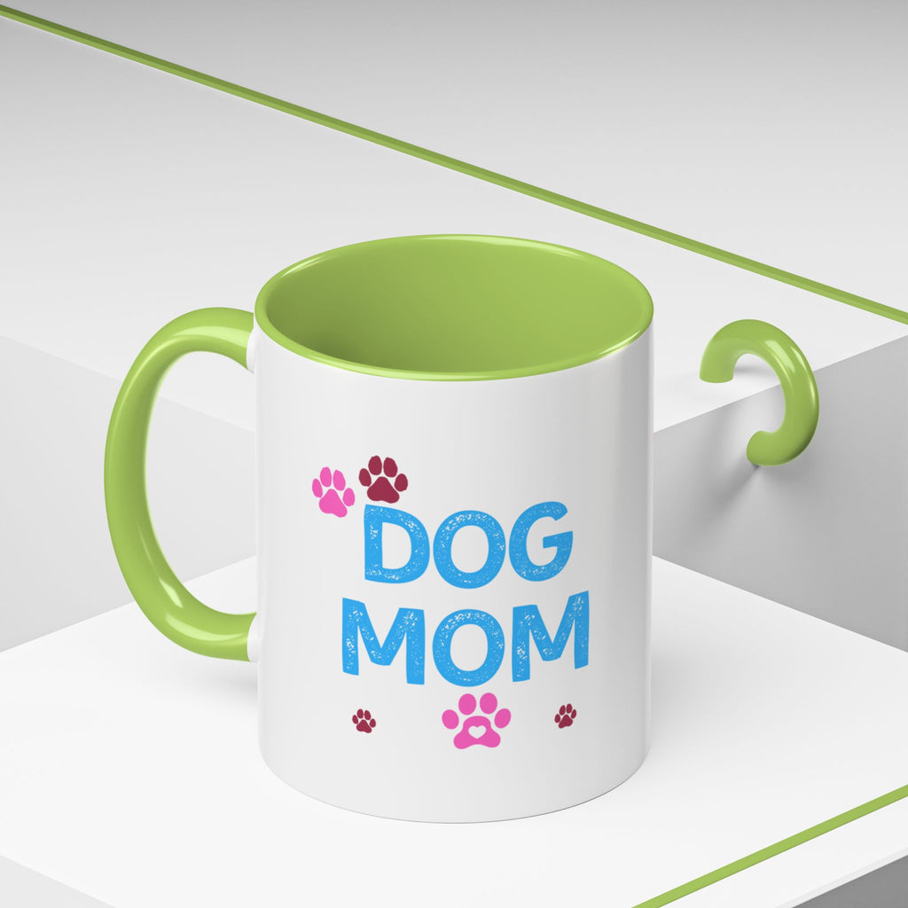 Dog Mom Accent Coffee Mug — Cute Paw Print 11/15oz Gift for Pet Lovers