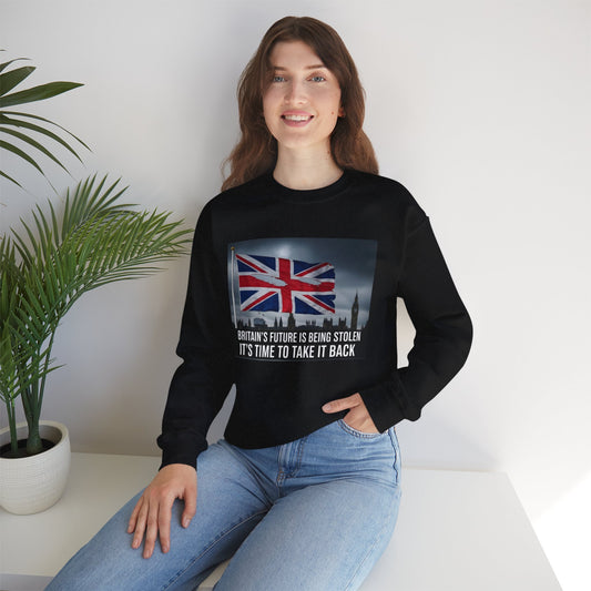 Time to take our Country back, Patriotic Crewneck Sweatshirt - Take Britain Back Design