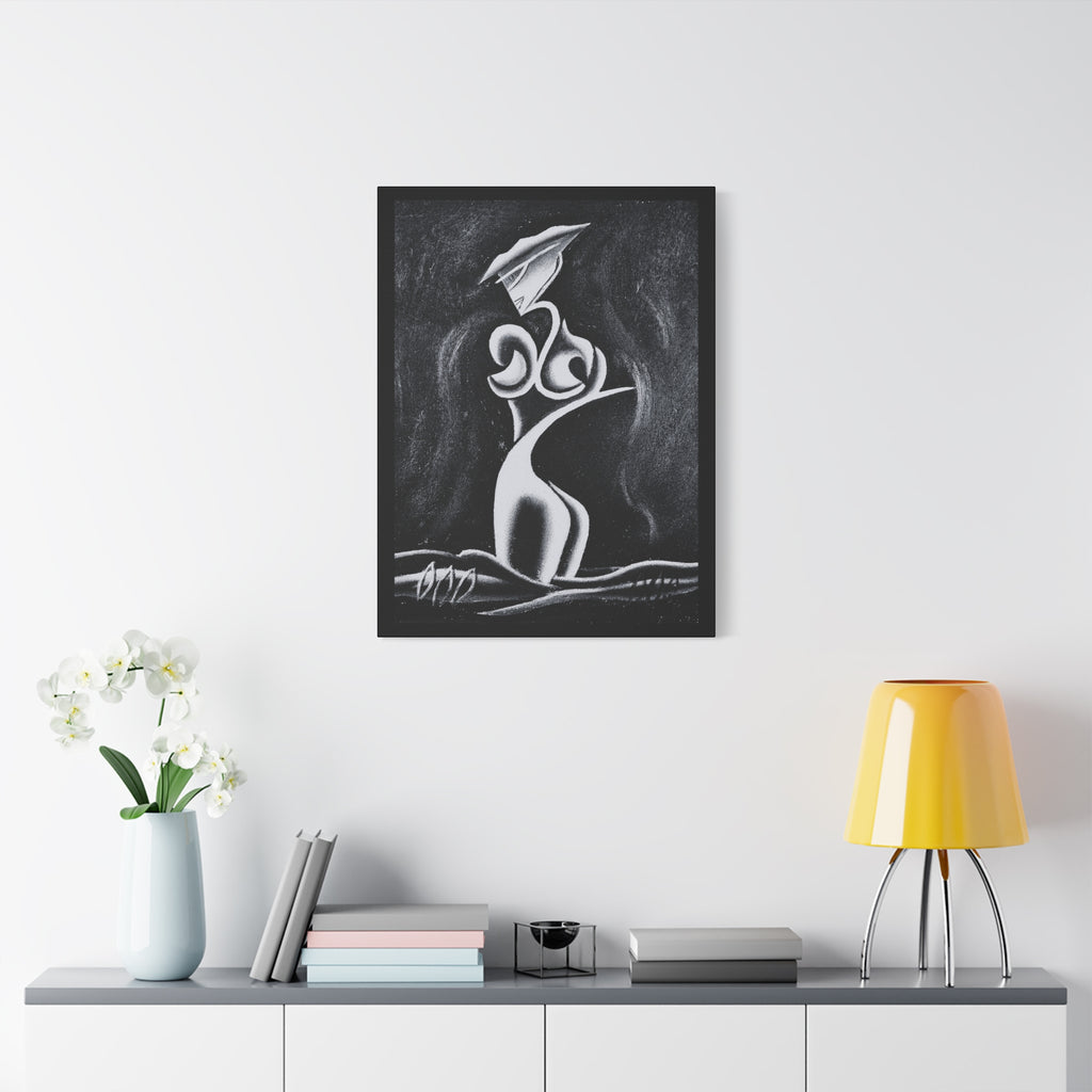 Abstract Lady Silhouette Matte Canvas Wall Art — Black & White Stretched 1.25"