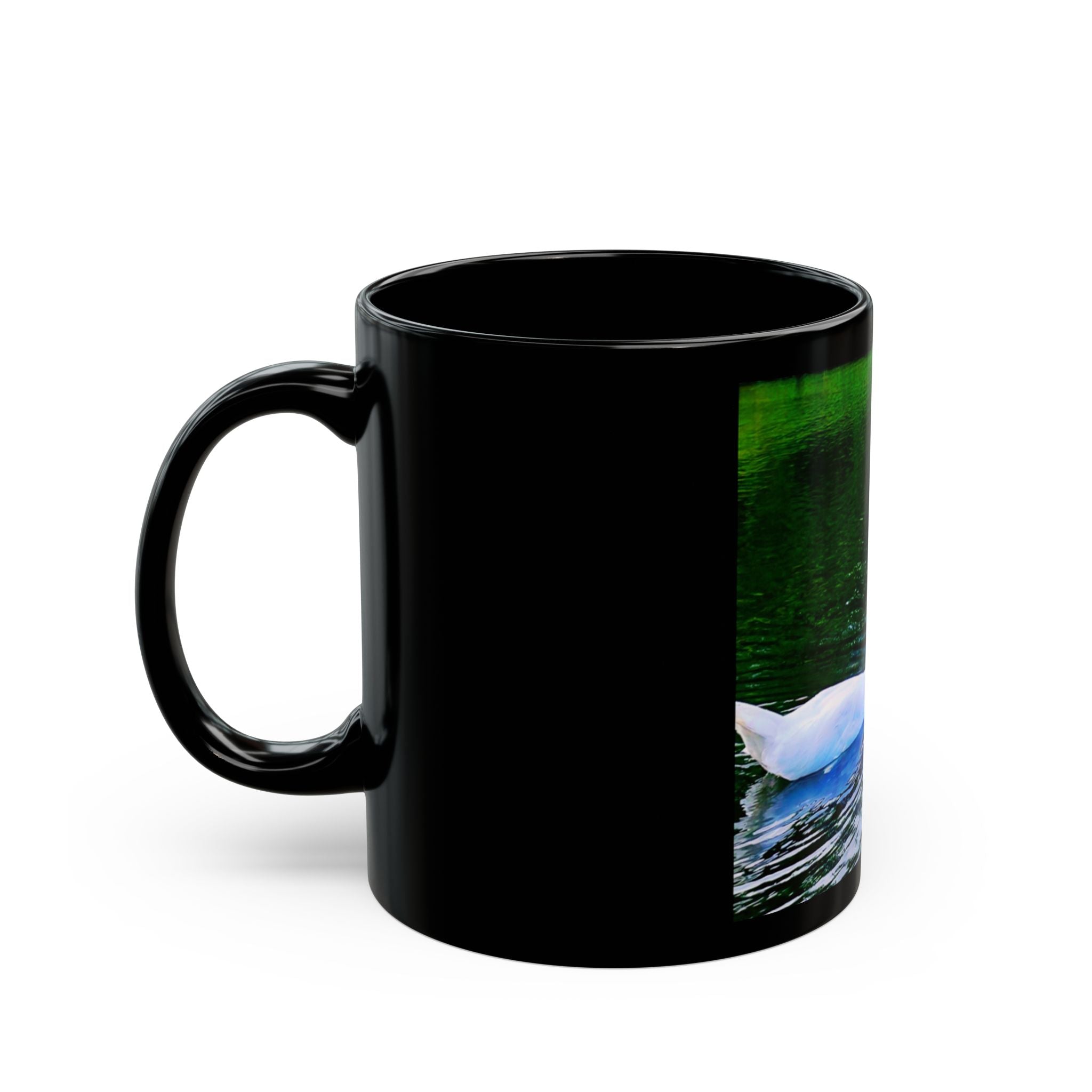 Swan Heart Black Mug | Romantic Valentines Gift, Love Bird Coffee Cup