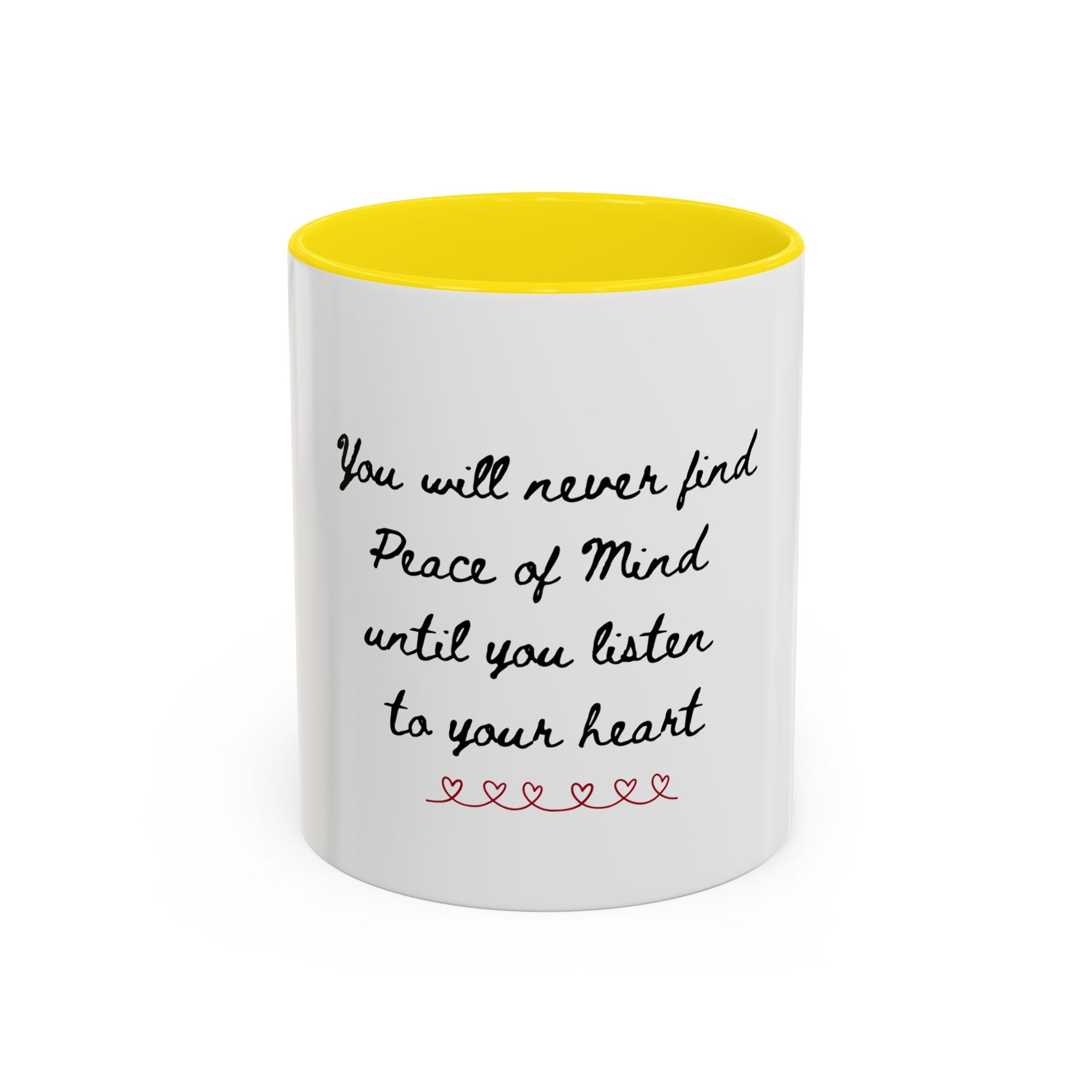 Listen to Your Heart Quote Coffee Mug | Heart Script Accent Mug | Inspirational Ceramic Cup Gift 11oz 15oz