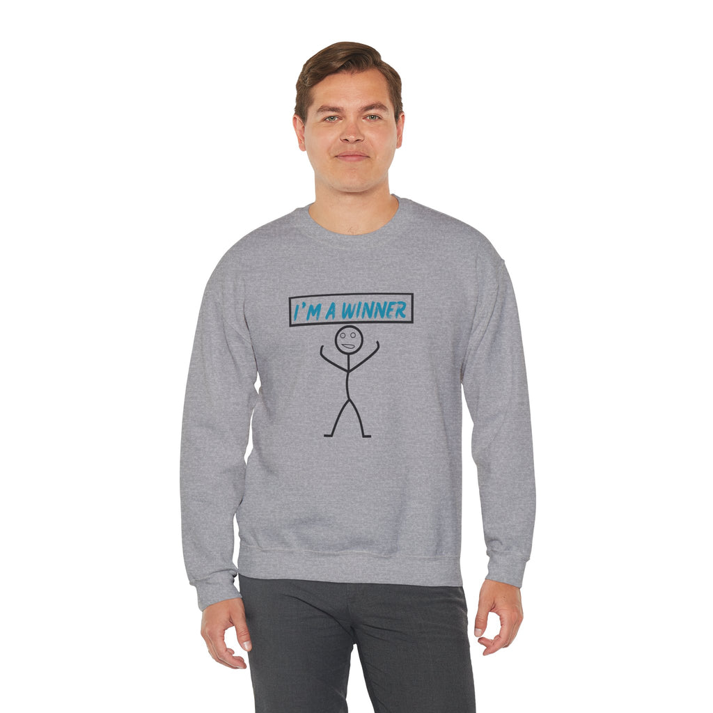 I'm a Winner Stick Figure Crewneck Sweatshirt — Funny Motivational Pullover