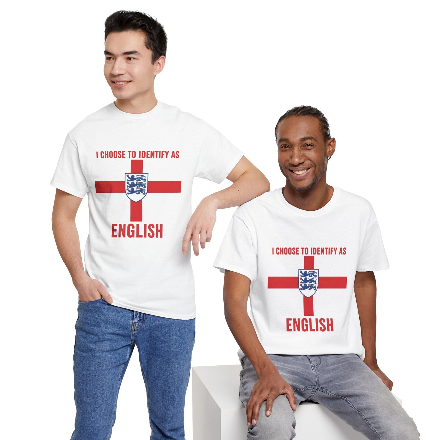 I chose to identify as English T-shirt,English Identity Graphic Tee, Casual Unisex T-Shirt, Perfect for National Holidays, Gift for Patriots, Statement Shirt
