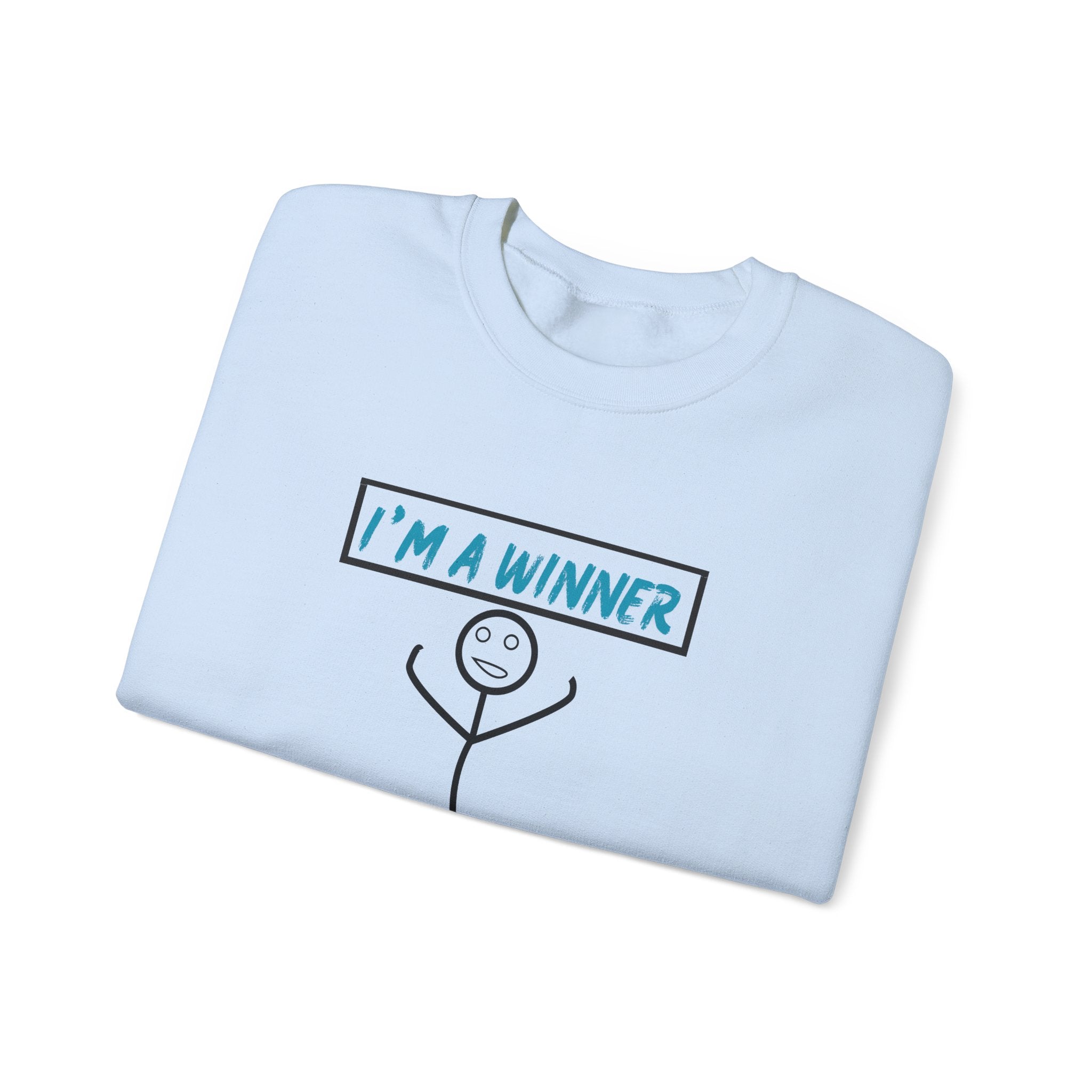 I'm a Winner Stick Figure Crewneck Sweatshirt — Funny Motivational Pullover