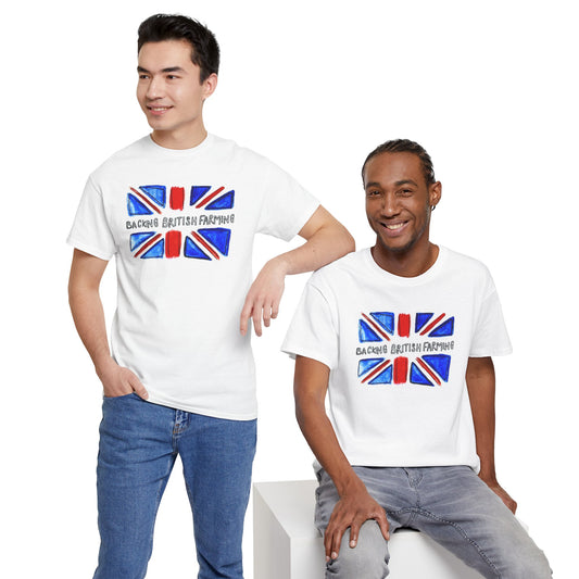 Support British Farming Tee, Unisex Heavy Cotton Tee, Casual Wear, Heritage Shirt, Gift for Farmers or Activists, Proudly British